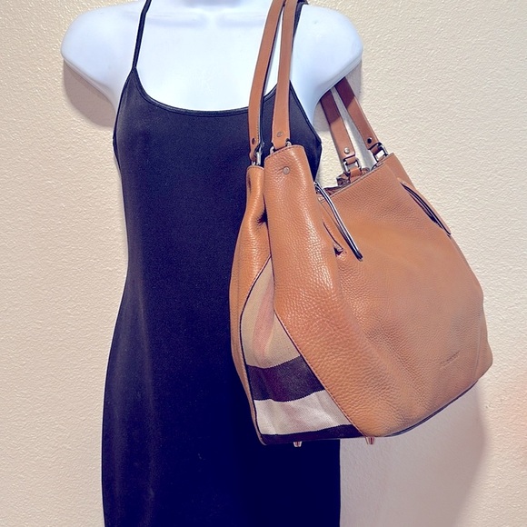 BURBERRY MAIDSTONE leather and nova check shoulder bag - Picture 1 of 15